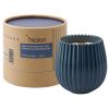 Свеча ароматическая с деревянным фитилём Green tea & Pear blossom из коллекции Edge, синий, 60 ч, Tkano