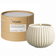 Свеча ароматическая Green tea & Pear blossom из коллекции Edge, бежевый, 30 ч, Tkano