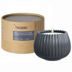 Свеча ароматическая Nutmeg, Leather & Vanilla из коллекции Edge, серый, 30 ч, Tkano