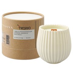 Свеча ароматическая с деревянным фитилём Cypress, Jasmine & Patchouli из коллекции Edge, бежевый, 60 ч, Tkano
