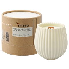 Свеча ароматическая с деревянным фитилём Musk, Rose & Cedarwood из коллекции Edge, бежевый, 60 ч, Tkano
