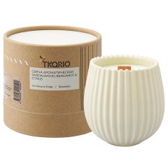 Свеча ароматическая с деревянным фитилём Sandalwood, Bergamot & Citrus из коллекции Edge, бежевый, 60 ч, Tkano