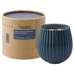 Свеча ароматическая с деревянным фитилём Italian Cypress из коллекции Edge, синий, 60 ч, Tkano
