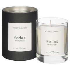 Свеча ароматическая The Olphactory, Relax Black, Белый мускус (новая), 40 ч, Ambientair