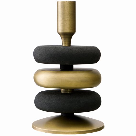 Подсвечник Stone, 20 см, черный/античная латунь, Bergenson Bjorn