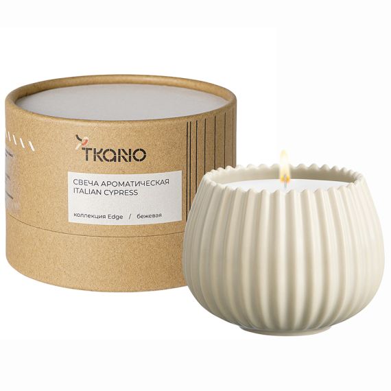 Свеча ароматическая Italian Cypress из коллекции Edge, бежевый, 30 ч, Tkano