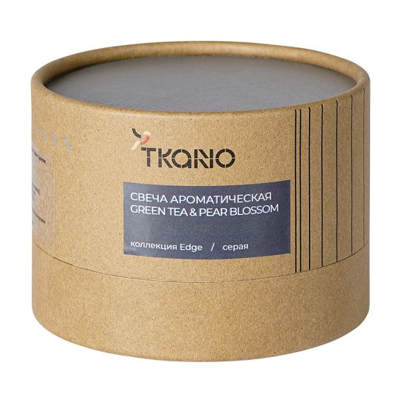 Свеча ароматическая Green tea & Pear blossom из коллекции Edge, серый, 30 ч, Tkano, изображение 12